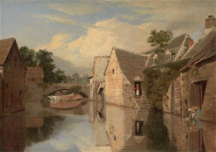 William Linton - Cottages by a River - Google Art Project