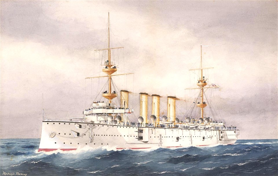 William Mackenzie Thomson - HMS Powerful 1st Class Cruiser launched 1895 PW7805