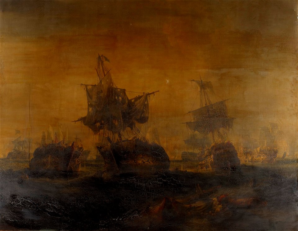 William John Huggins (1781-1845) - The Battle of Trafalgar, The close of the action - RCIN 406793 - Royal Collection