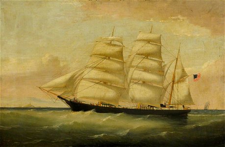 William Horde Yorke (1847-1921) - The Barque 'Lord Clarendon' Under Way - BHC3455 - Royal Museums Greenwich. Free illustration for personal and commercial use.