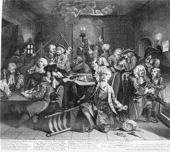 William Hogarth - A Rake's Progress, Plate 6, Scene in a Gaming House - Google Art Project