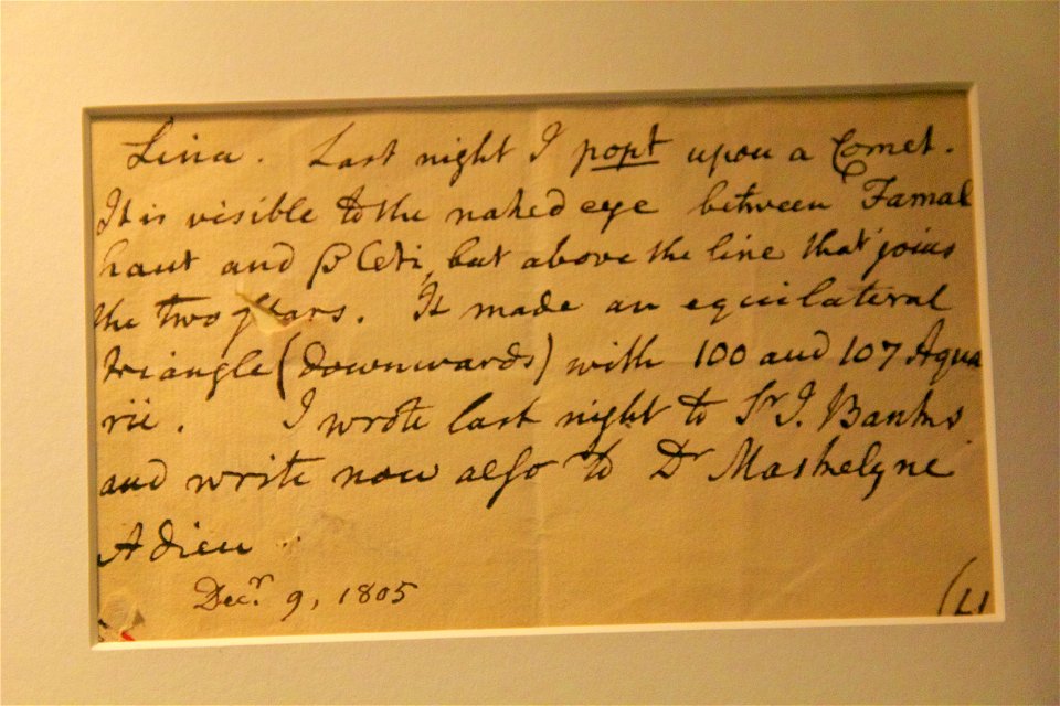 William Herschel Museum - letter