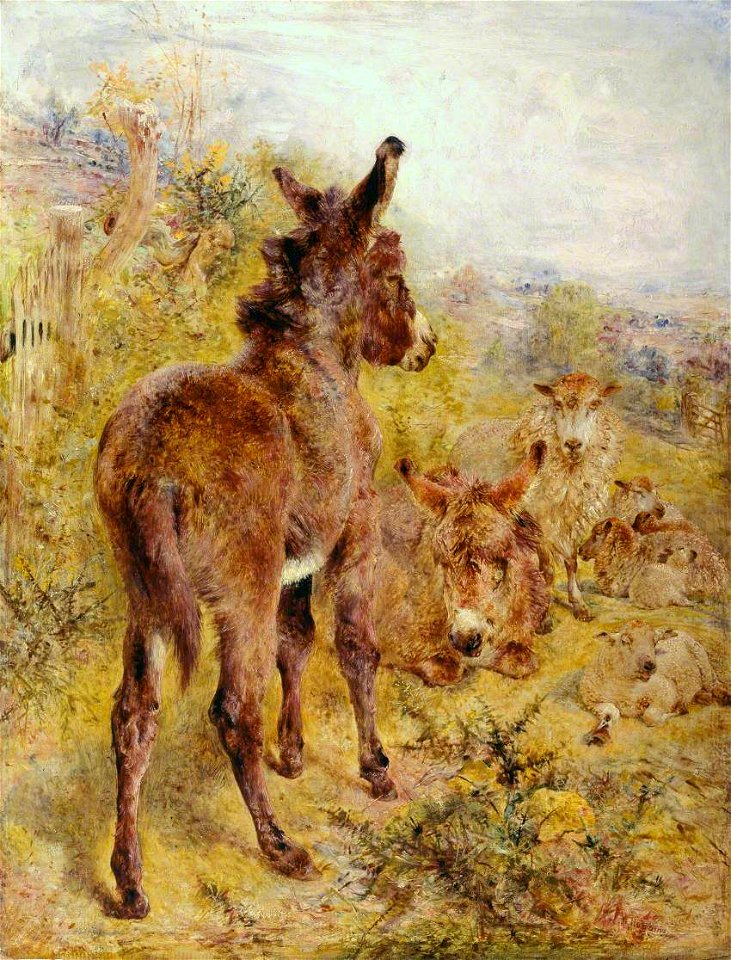 William Huggins (1820-1884) - Donkeys and Sheep in a Landscape - T00904 - Tate