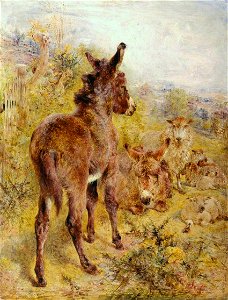 William Huggins (1820-1884) - Donkeys and Sheep in a Landscape - T00904 - Tate