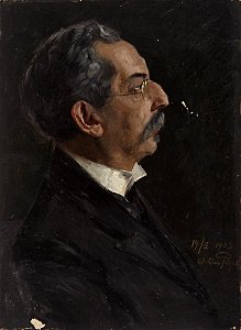William Pape - Ohne Titel (Portraitstudie Otto Hirschfeld). Entwurf zu dem verschollenen Gemälde Letzte Sitzung der Preußischen Akademie der Wissenschaften im alten Haus - BG-M 12011-12 - Berlinische Galerie