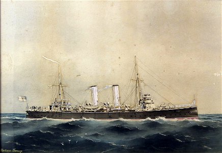 William Mackenzie Thomson - HMS Powerful 1st Class Cruiser launched ...