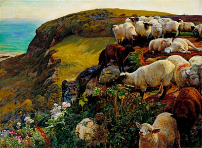 William Holman Hunt - Our English Coasts, 1852 (`Strayed Sheep') - Google Art Project. Free illustration for personal and commercial use.