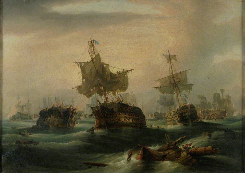 William John Huggins (1781-1845) - The Battle of Trafalgar, 21 October 1805, Position of the Fleets at 4.30pm - BHC0542 - Royal Museums Greenwich