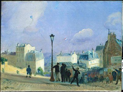 William James Glackens - Flying Kites, Montmartre - 38.7 - Museum of Fine Arts. Free illustration for personal and commercial use.