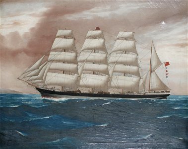 William Howard Yorke (circle) - ‚Cissie‘ - a four masted Barque. Free illustration for personal and commercial use.