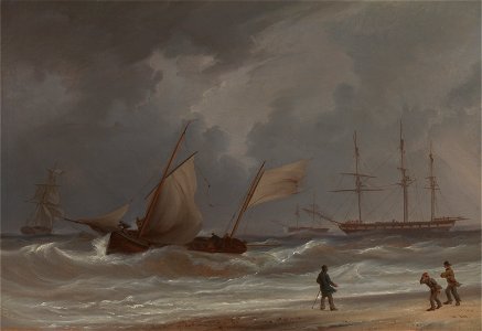 William Joy - A Lugger Driving Ashore in a Gale - Google Art Project. Free illustration for personal and commercial use.
