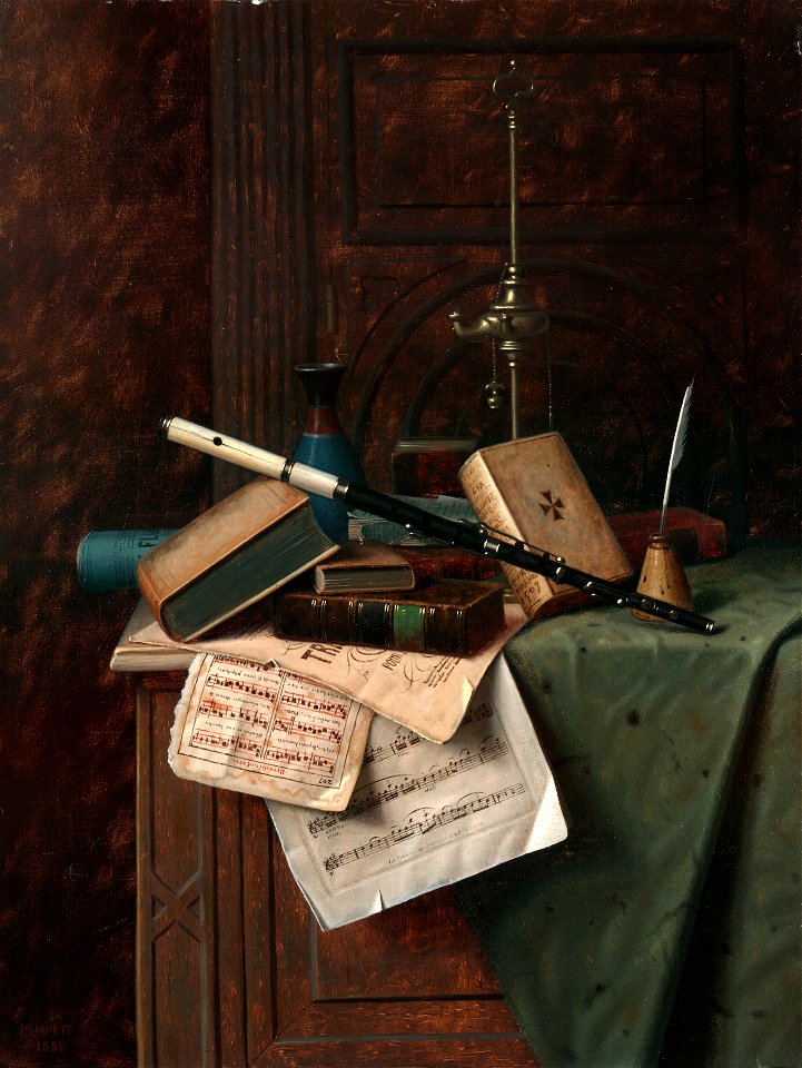 William Michael Harnett - Still Life with Flute, Vase and Roman Lamp - 1970.114 - Yale University Art Gallery