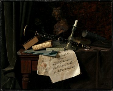 William Michael Harnett - Still Life with Pewter Candlestick and Clarinet - 2014.408 - Fogg Museum