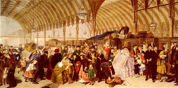 William Powell Frith The Railway Station. Free illustration for personal and commercial use.