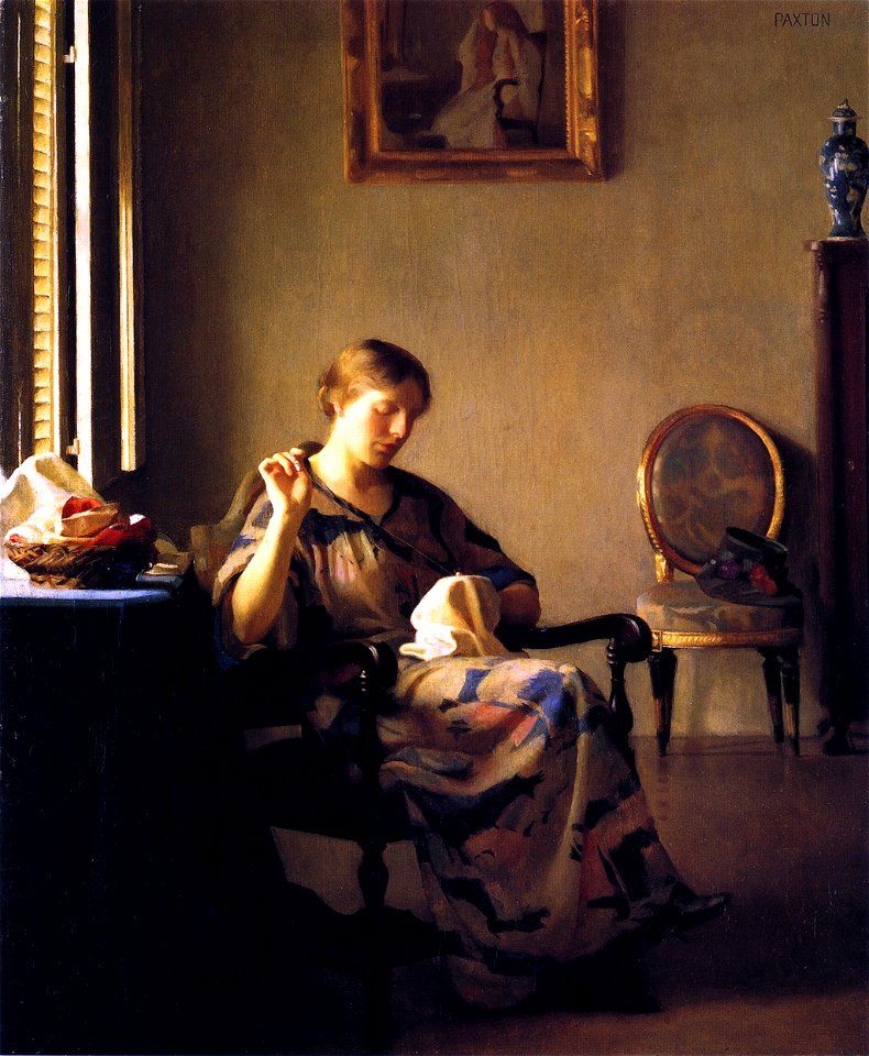 William McGregor Paxton, 1919 - Woman Sewing