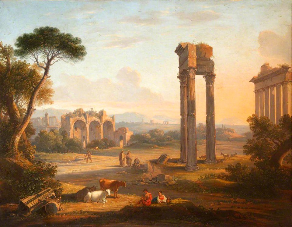 William Linton (1791-1876) - View of the Forum with Two Herdsmen and Three Cows* - 1548042 - National Trust