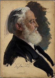 William Pape - Ohne Titel (Portraitstudie Franz Eilhard Schulze). Studie zu dem verschollenen Gemälde Letzte Sitzung der Preußischen Akademie der Wissenschaften im alten Haus - BG-M 12020-12 - Berlinische Galerie