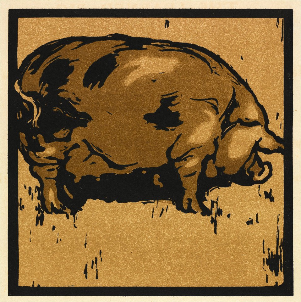 William Nicholson (British, 1872-1949) - The Square Book of Animals, The Learned Pig - 2010.639 - Cleveland Museum of Art