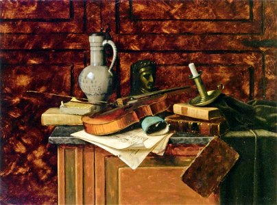 William Michael Harnett - Dutch Jar and a Bust of Dante