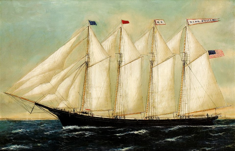 William P. Stubbs (attrib.) - A Four Mast Schooner King Philip