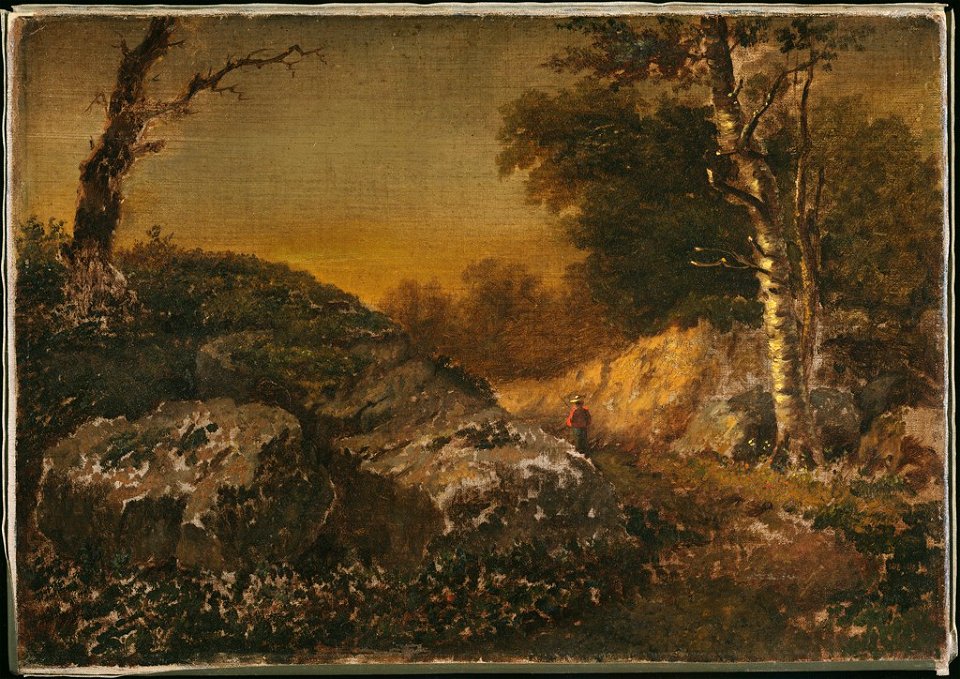 William Morris Hunt - Autumn Landscape with Man Fishing - 1971.8 - Fogg Museum