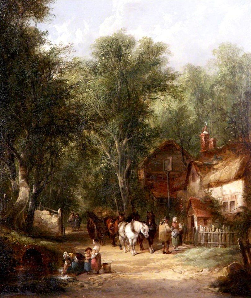 William Shayer (1787-1879) - Figures Outside a Tavern - 337064 - National Trust