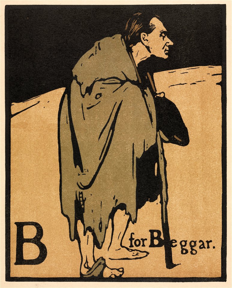 William Nicholson (British, 1872-1949) - An Alphabet, B is for Beggar - 2010.628 - Cleveland Museum of Art