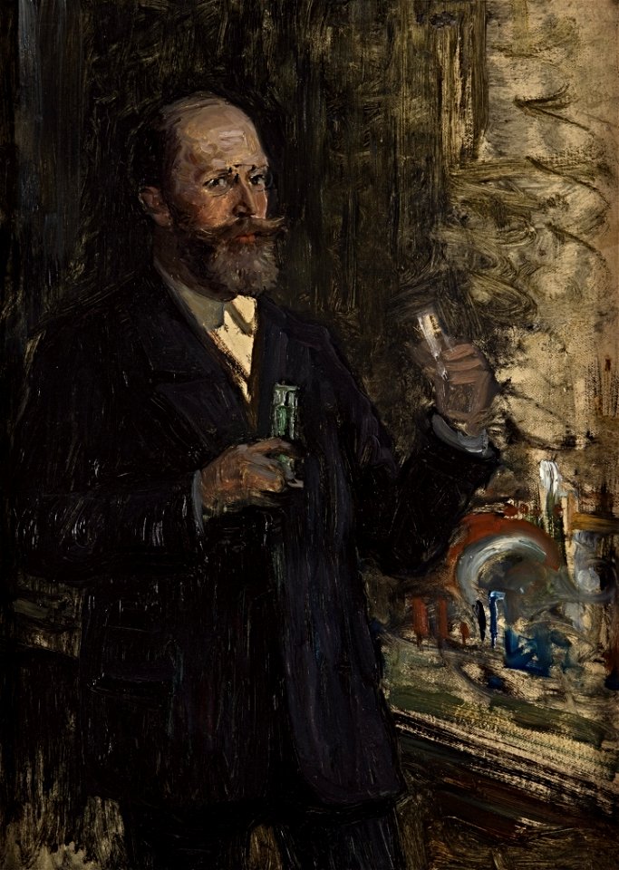 William Pape - Portraitstudie Emil Fischer, Chemiker und Nobelpreisträger. Entwurf zu dem verschollenen Gemälde Letzte Sitzung der Preußischen Akademie der Wissenschaften im alten Haus - BG-M 6524-92 - Berlinische Galerie