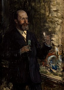 William Pape - Portraitstudie Emil Fischer, Chemiker und Nobelpreisträger. Entwurf zu dem verschollenen Gemälde Letzte Sitzung der Preußischen Akademie der Wissenschaften im alten Haus - BG-M 6524-92 - Berlinische Galerie