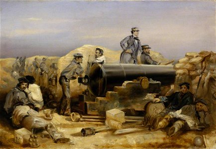William Simpson (1823-1899) - The 'Diamond' Battery at the Siege of Sebastopol, 15 December 1854 - BHC0634 - Royal Museums Greenwich