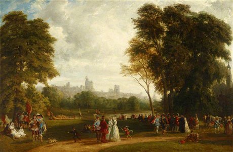 William Parrott (1813-after 1891) - The Montem at Eton, with Windsor Castle beyond the River Thames - 515647 - National Trust