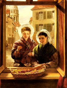 William Powell Frith At my Window, Boulogne. Free illustration for personal and commercial use.