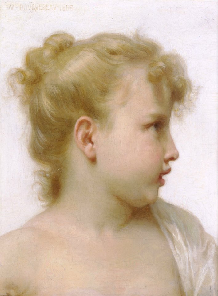 William-Adolphe Bouguereau (1825-1905) - Study - Head Of A Little Girl (1888)