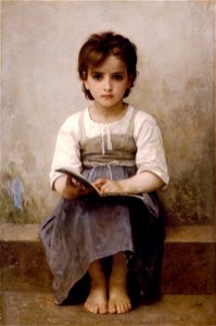 William-Adolphe Bouguereau (1825-1905) - The Difficult Lesson (1884). Free illustration for personal and commercial use.