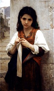 William-Adolphe Bouguereau (1825-1905) - Tricoteuse (1879). Free illustration for personal and commercial use.