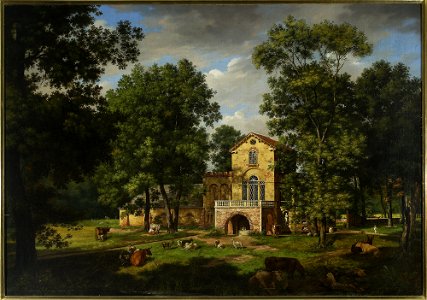 Wincenty Kasprzycki - Fragment of the park in Natolin with the cowshed - MP 5062 - National Museum in Warsaw