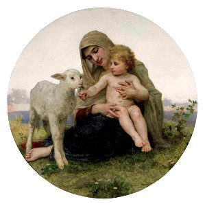 William-Adolphe Bouguereau - La Vierge à l'agneau. Free illustration for personal and commercial use.