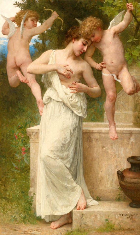 William-Adolphe Bouguereau - Blessures d'amour - 1897. Free illustration for personal and commercial use.