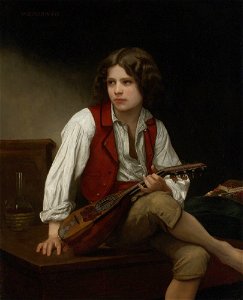 William-Adolphe Bouguereau, Italian Mandolin. Free illustration for personal and commercial use.