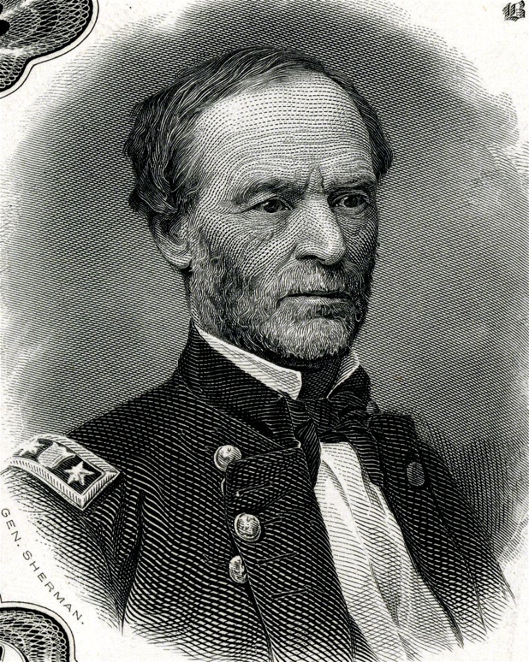 William Tecumseh Sherman (Engraved Portrait). Free illustration for personal and commercial use.