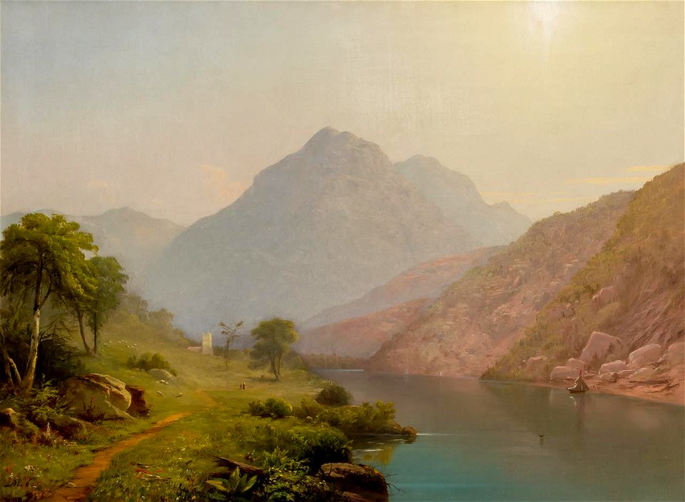 Mountain Lake with Castle by John Williamson, 1860