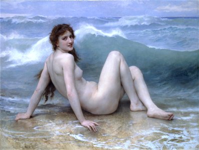 William-Adolphe Bouguereau (1825-1905) - The Wave (1896). Free illustration for personal and commercial use.