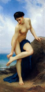 William-Adolphe Bouguereau (1825-1905) - After the Bath (1875). Free illustration for personal and commercial use.