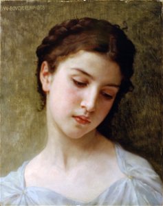 William-Adolphe Bouguereau (1825-1905) - Head Of A Young Girl (1898). Free illustration for personal and commercial use.