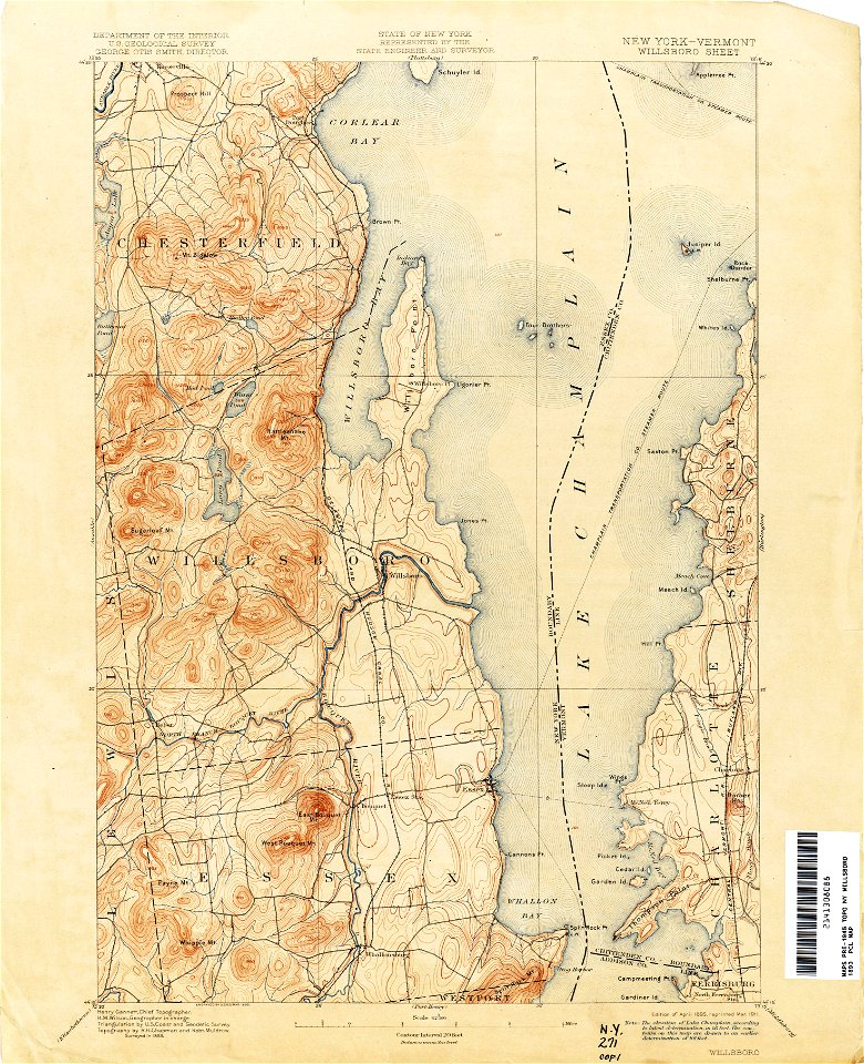 Willsboro New York USGS topo map 1893