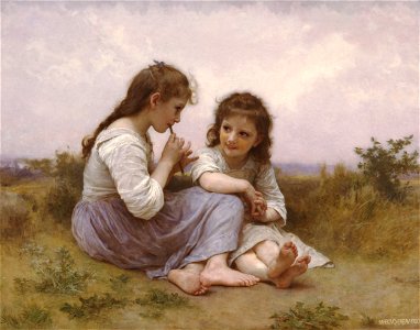 William-Adolphe Bouguereau (1825-1905) - A Childhood Idyll (1900). Free illustration for personal and commercial use.