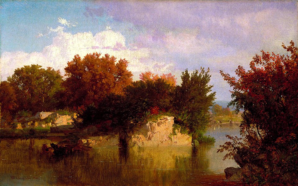 William Trost Richards - Trees along Stream in Fall - 1970.287 - Smithsonian American Art Museum