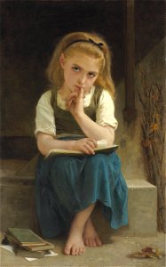 William-Adolphe Bouguereau - La Leçon Difficile. Free illustration for personal and commercial use.