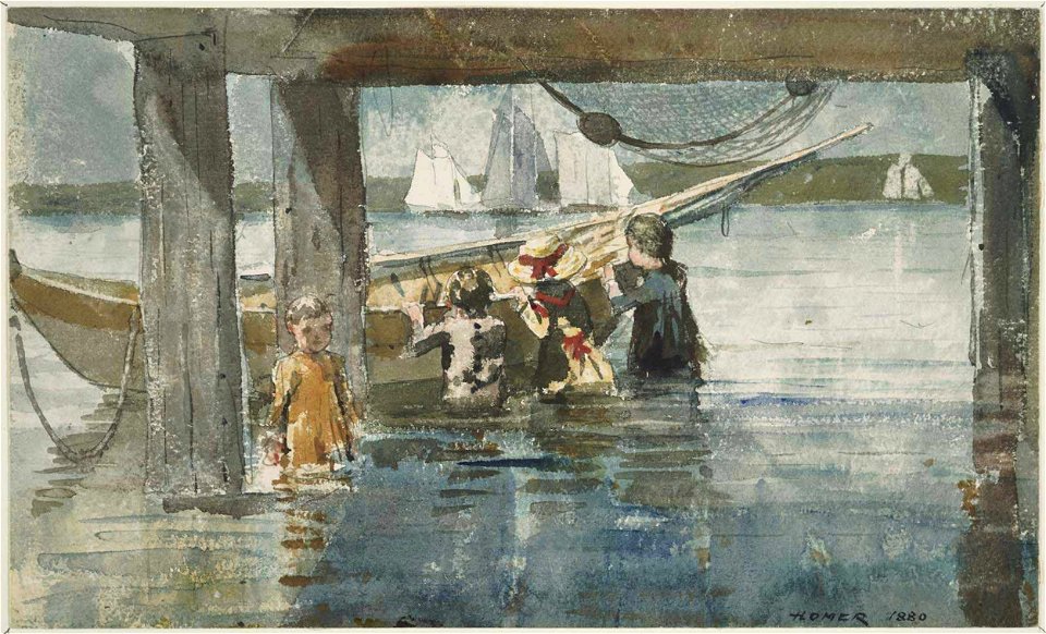 Winslow Homer - Children Playing under a Gloucester Wharf (1880)