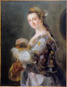 Wilson, Benjamin - Portrait of a Lady with Mask and Cherries - Google Art Project